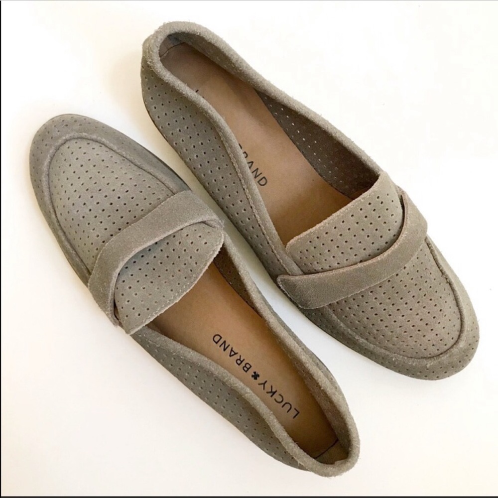 Lucky Brand CAVIEP Perforated Suede Taupe Loafer - Picture 9 of 12